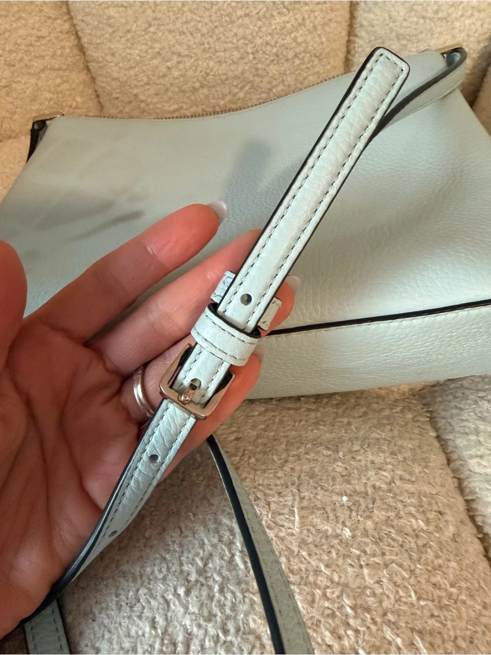 kate spade Light Blue Pebbled Leather Crossbody (stain back purse )